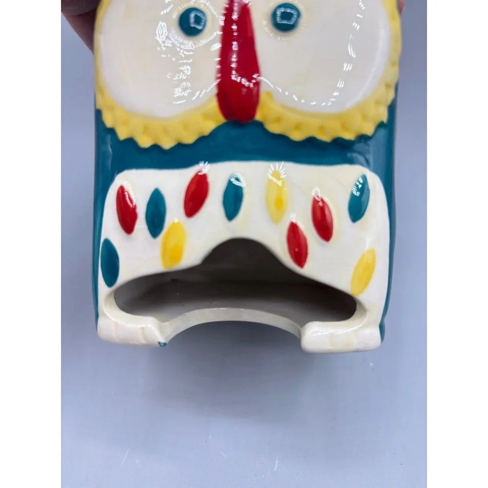 MSRF Inc Design Studio Owl Ceramic Tea Bag Holder Teal Blue Lidded Jar‎ Decor